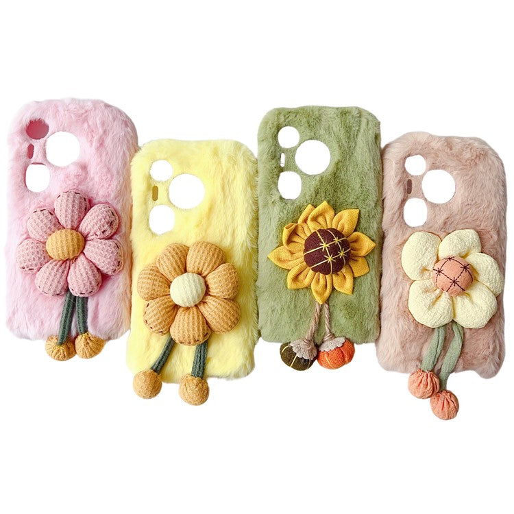 For Huawei Pura 70 Pro / 70 Pro+ Case Sunflower Fur Warm Plush TPU Phone Cover - Green