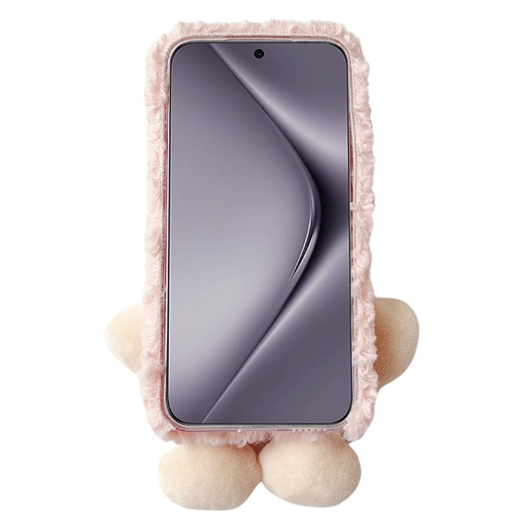 For Huawei Pura 70 Pro+ / 70 Pro Protective Case Plush Bear Soft Fluff TPU Phone Shell - Grey