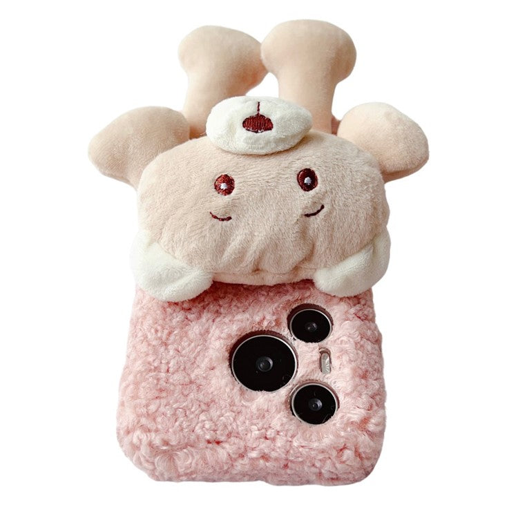For Huawei Pura 70 Pro+ / 70 Pro Protective Case Plush Bear Soft Fluff TPU Phone Shell - Grey