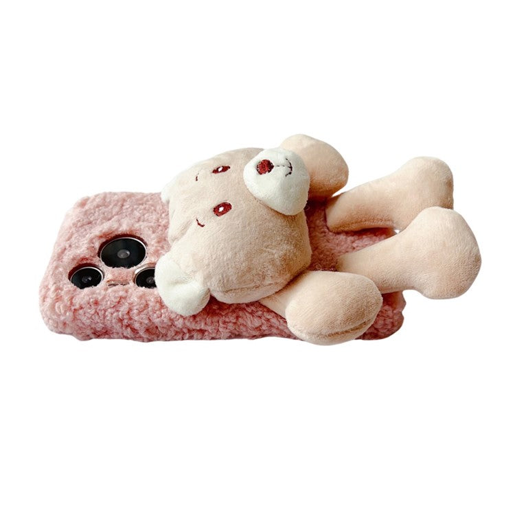 For Huawei Pura 70 Pro+ / 70 Pro Protective Case Plush Bear Soft Fluff TPU Phone Shell - Grey