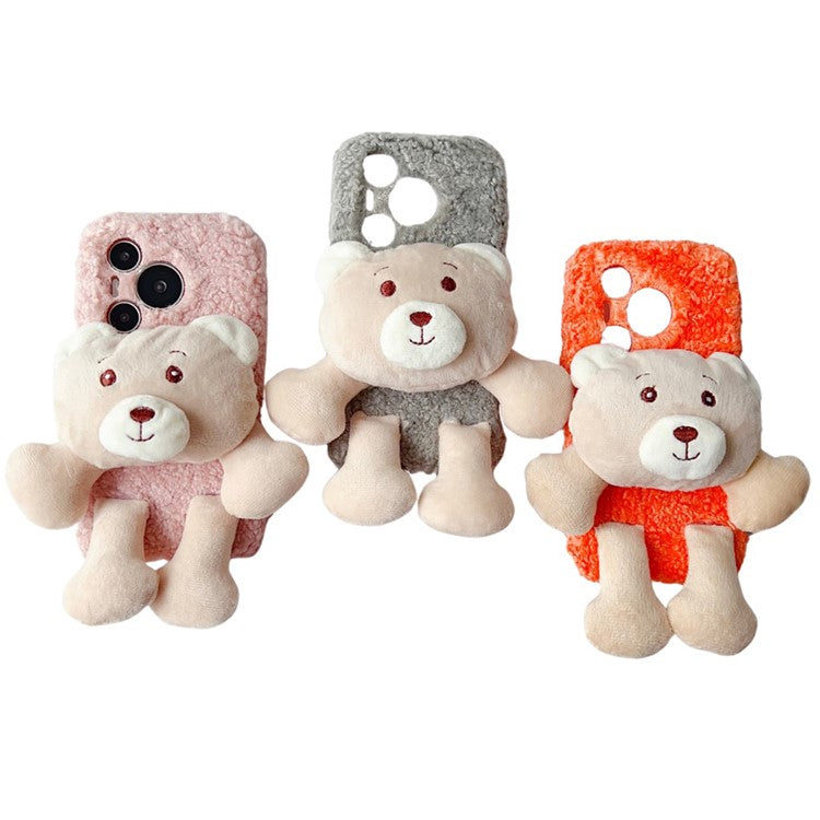 For Huawei Pura 70 Pro+ / 70 Pro Protective Case Plush Bear Soft Fluff TPU Phone Shell - Grey