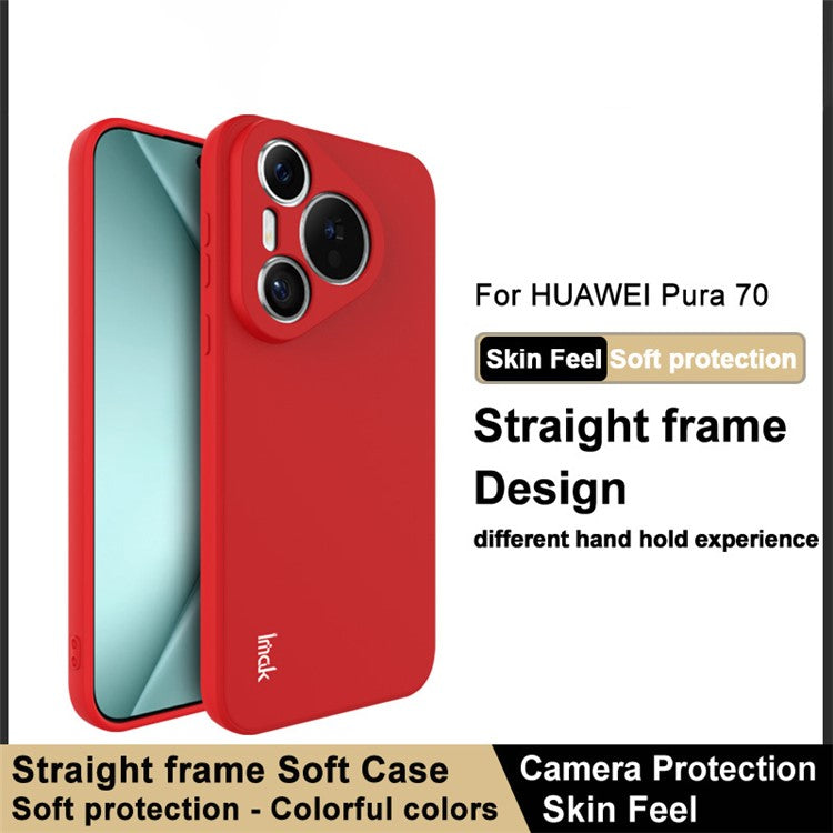 IMAK UC-4 Series For Huawei Pura 70 Flexible TPU Case Straight Edge Protective Phone Cover - Red