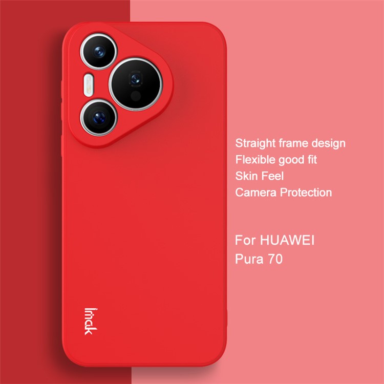 IMAK UC-4 Series For Huawei Pura 70 Flexible TPU Case Straight Edge Protective Phone Cover - Red
