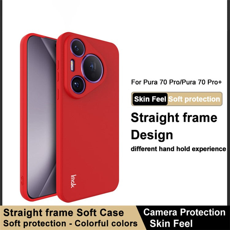IMAK UC-4 Series For Huawei Pura 70 Pro / Pura 70 Pro+ TPU Case Straight Edge Phone Protector Cover - Red