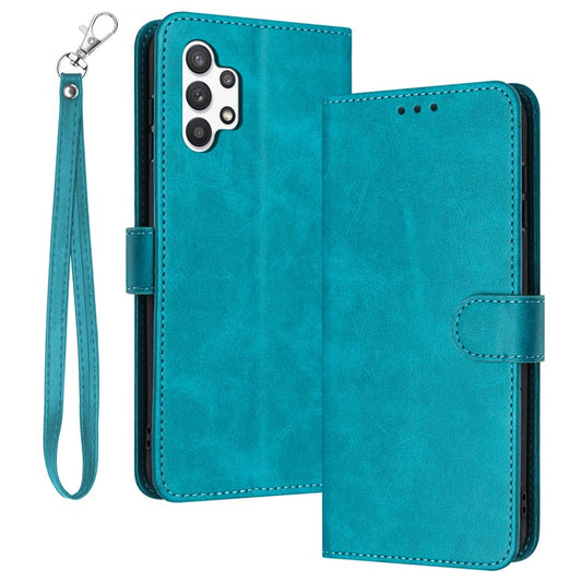 For Samsung Galaxy A13 4G Full Protection Case Calf Texture PU Leather Stand Wallet Phone Cover - Green