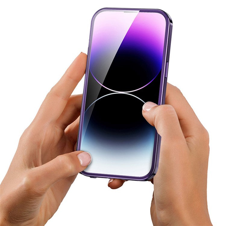 For iPhone 14 Case Compatible with MagSafe  Acrylic+Tempered Glass Clear Phone Case - Gold