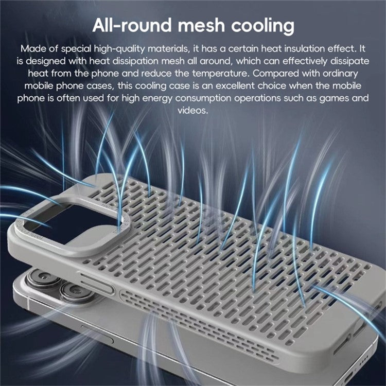 For iPhone 14 Case Fully Wrapped Hollow Hole Heat Dissipation Phone Cover - Navy Blue