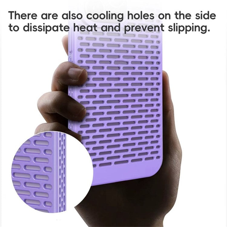 For iPhone 14 Case Fully Wrapped Hollow Hole Heat Dissipation Phone Cover - Navy Blue