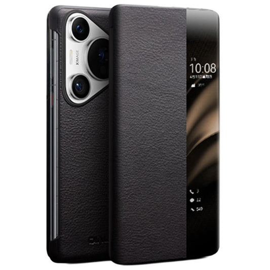 QIALINO For Huawei Pura 70 Pro Genuine Cow Leather Case Smartphone Cover with View Window