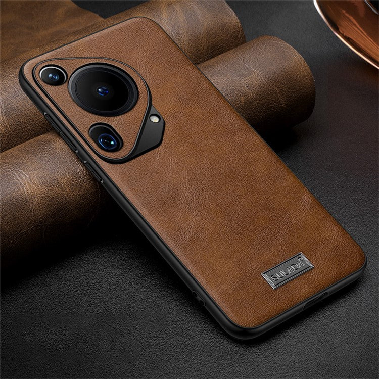 SULADA For Huawei Pura 70 Ultra Phone Case PU Leather+TPU+PC Back Cover - Brown