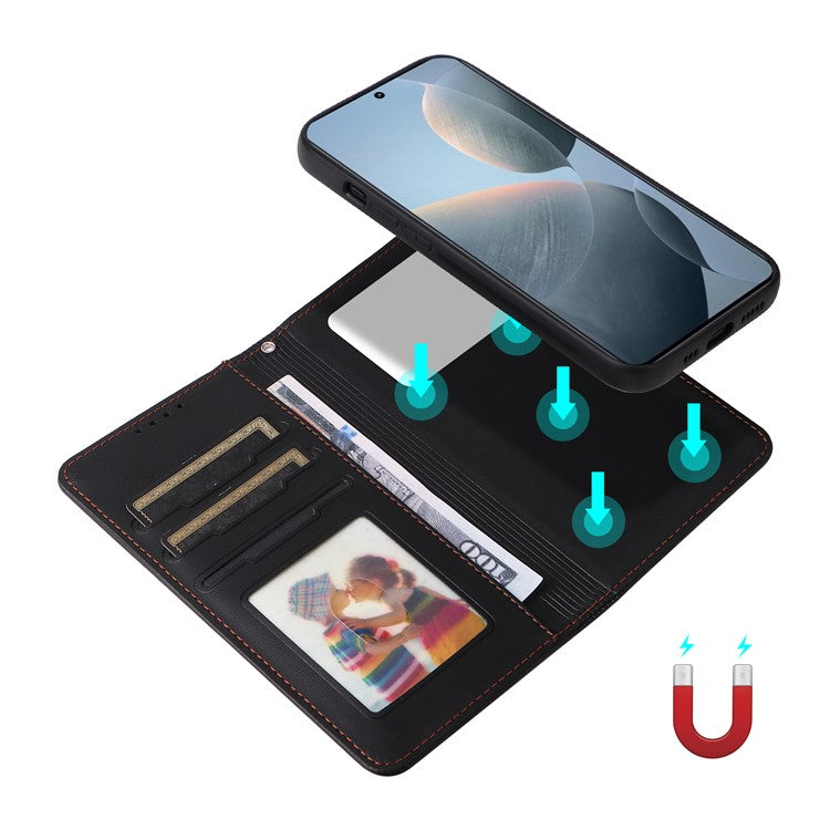 For Xiaomi Redmi K70E 5G / Poco X6 Pro 5G Magnetic Case BETOPNICE Detachable PU Leather Phone Cover with Strap - Black