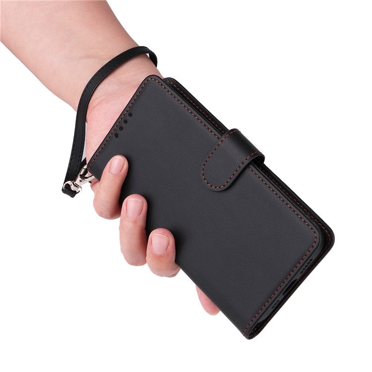 For Xiaomi Redmi K70E 5G / Poco X6 Pro 5G Magnetic Case BETOPNICE Detachable PU Leather Phone Cover with Strap - Black