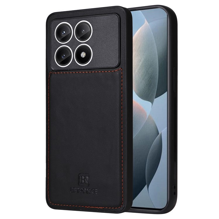 For Xiaomi Redmi K70E 5G / Poco X6 Pro 5G Magnetic Case BETOPNICE Detachable PU Leather Phone Cover with Strap - Black