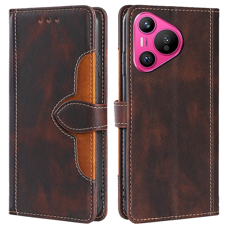 For Huawei Pura 70 Case Magnetic Buckle Leather Skin Feel Phone Cover - Brown