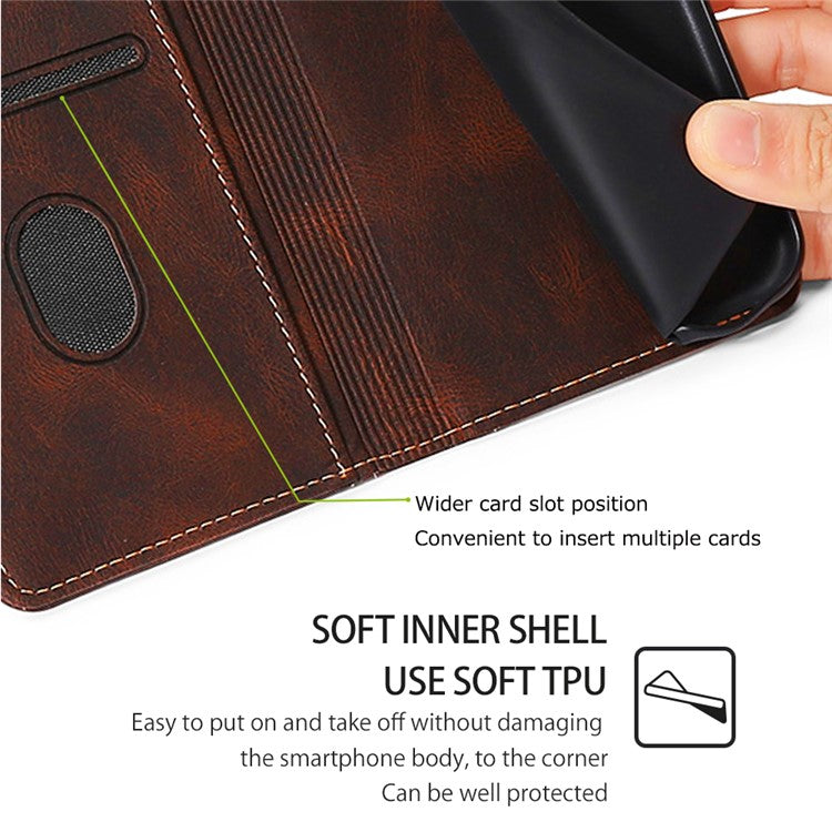 For Huawei Pura 70 Case Magnetic Buckle Leather Skin Feel Phone Cover - Brown