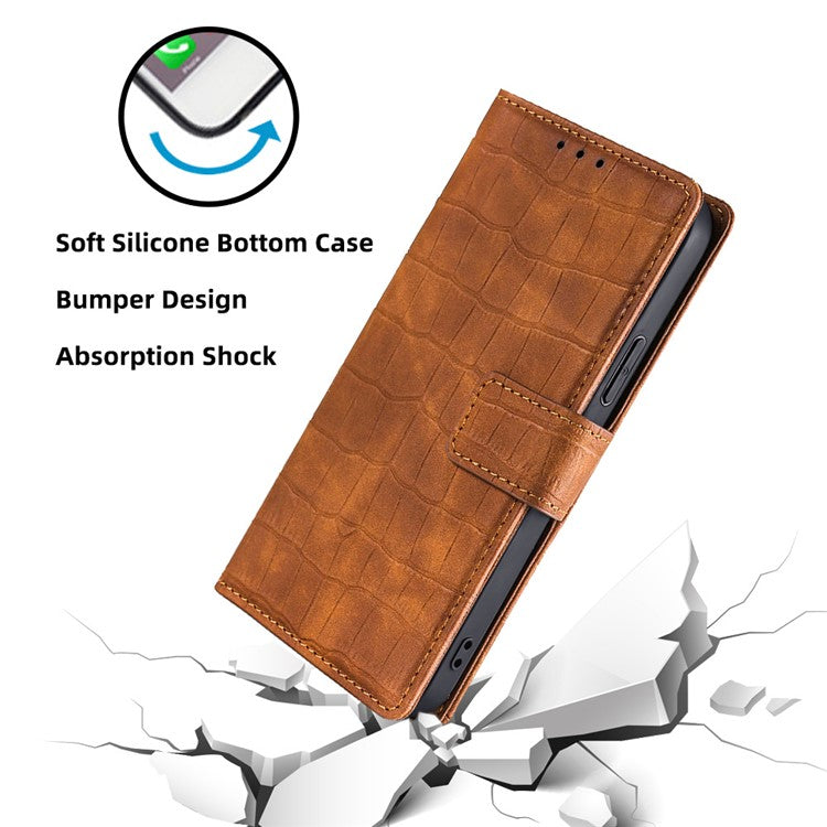 For Huawei Pura 70 Ultra Case Magnetic Clasp Crocodile Texture Leather Cover - Brown