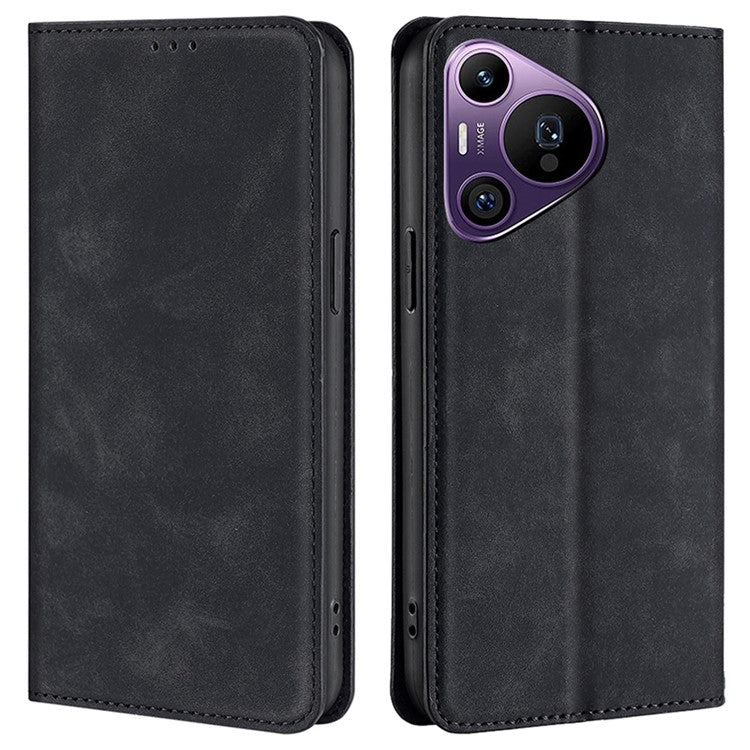 For Huawei Pura 70 Pro / Pura 70 Pro+ Case Skin-Touch PU Leather+TPU Card Slots Phone Cover - Black