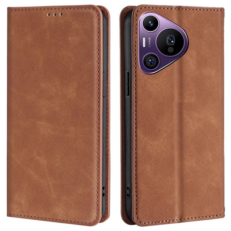 For Huawei Pura 70 Pro / Pura 70 Pro+ Case Skin-Touch PU Leather+TPU Card Slots Phone Cover - Light Brown