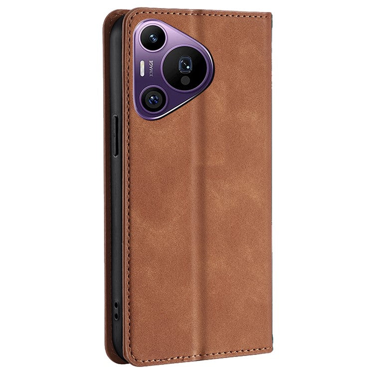 For Huawei Pura 70 Pro / Pura 70 Pro+ Case Skin-Touch PU Leather+TPU Card Slots Phone Cover - Light Brown
