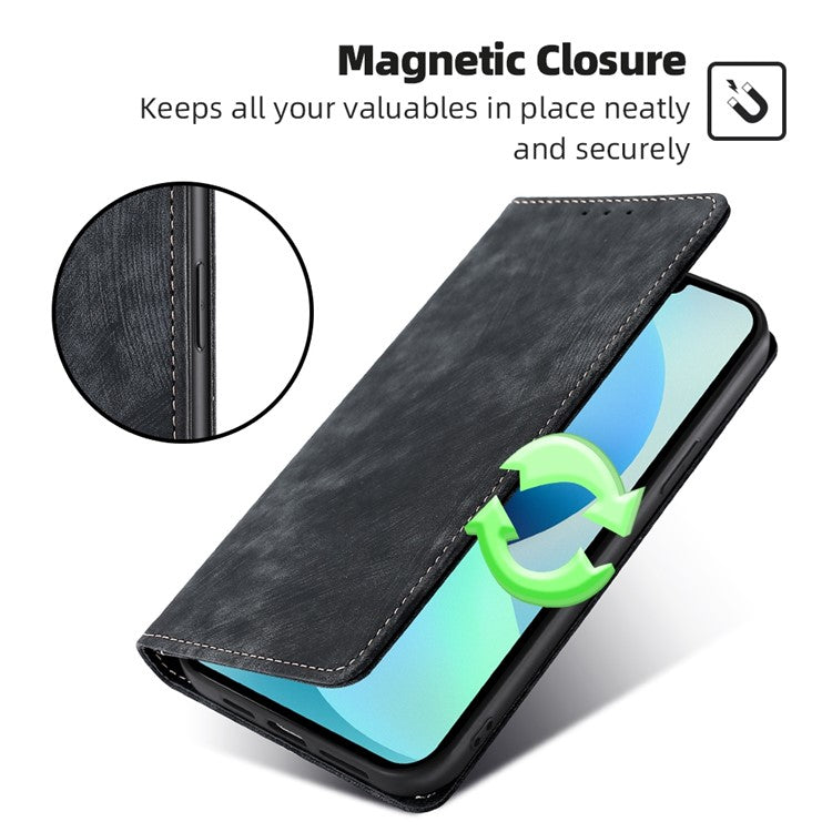 For Huawei Pura 70 Case RFID Blocking PU Leather Wallet Stand Anti-scratch Phone Cover - Black