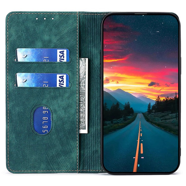 For Huawei Pura 70 Case RFID Blocking PU Leather Wallet Stand Anti-scratch Phone Cover - Green
