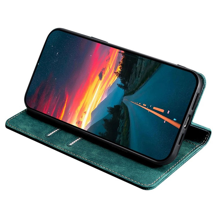 For Huawei Pura 70 Case RFID Blocking PU Leather Wallet Stand Anti-scratch Phone Cover - Green