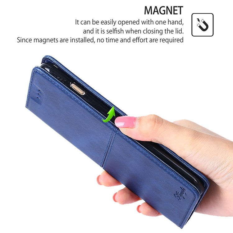 For Huawei Pura 70 Case PU Leather Magnetic Closure Drop Resistance Phone Cover - Blue