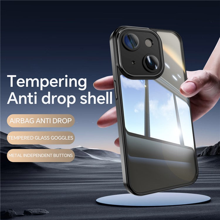 For iPhone 14 Case All-Inclusive TPU + Acrylic Phone Case with Lens Film - Black