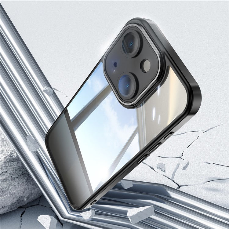 For iPhone 14 Case All-Inclusive TPU + Acrylic Phone Case with Lens Film - Black