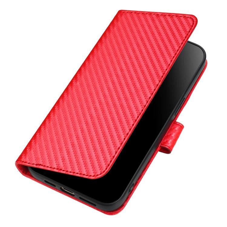 YX0070 For Samsung Galaxy A14 4G / 5G Leather Case Carbon Fiber Texture Flip Phone Cover - Red