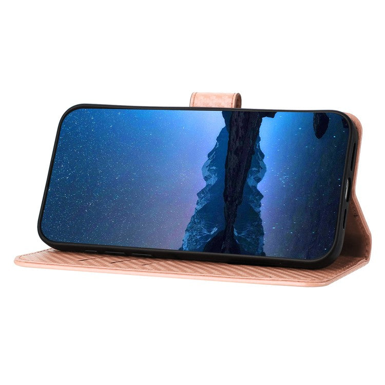 YX0070 For Samsung Galaxy A34 5G Case PU Leather Carbon Fiber Texture Cash Pocket Phone Cover - Pink