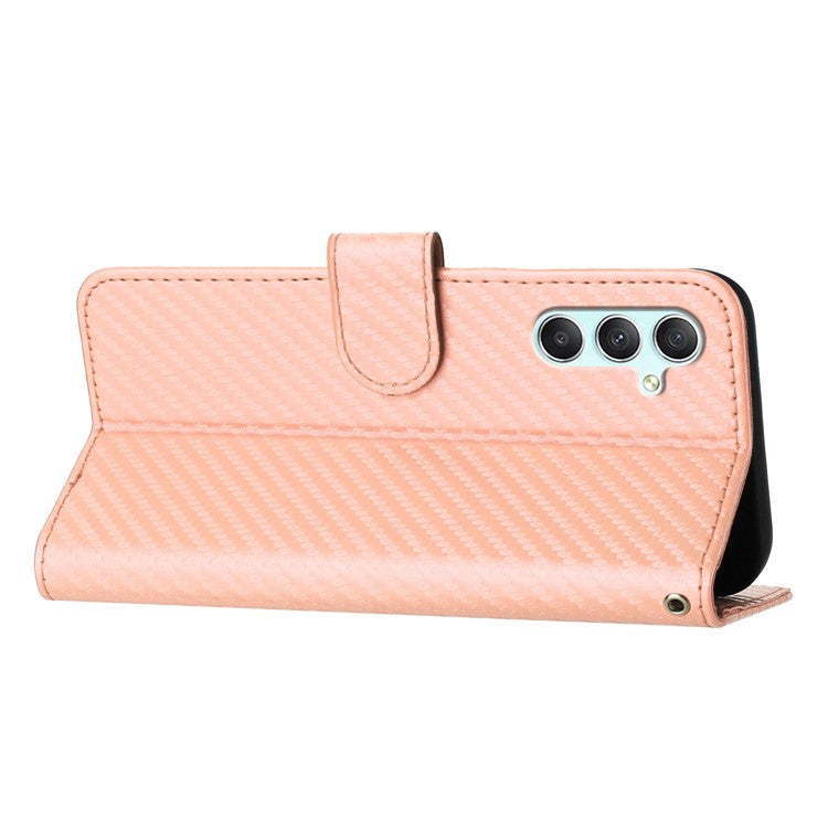 YX0070 For Samsung Galaxy A34 5G Case PU Leather Carbon Fiber Texture Cash Pocket Phone Cover - Pink