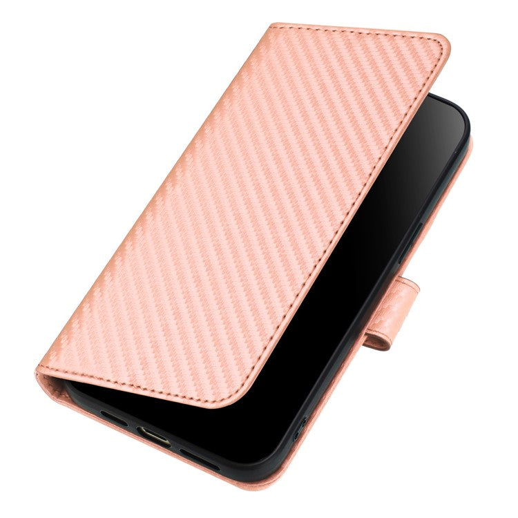 YX0070 For Samsung Galaxy A34 5G Case PU Leather Carbon Fiber Texture Cash Pocket Phone Cover - Pink