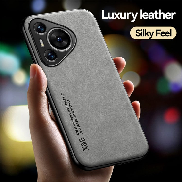 X&E For Huawei Pura 70 Pro / Pura 70 Pro+ Case Leather+TPU+PC Hybrid Phone Cover - Light Grey