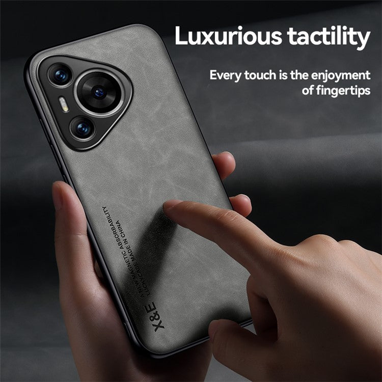 X&E For Huawei Pura 70 Pro / Pura 70 Pro+ Case Leather+TPU+PC Hybrid Phone Cover - Light Grey