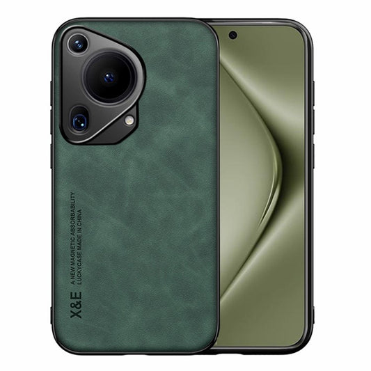 X&E For Huawei Pura 70 Ultra Case Leather+PC+TPU Phone Cover Used with Car Magnetic Mount - Green