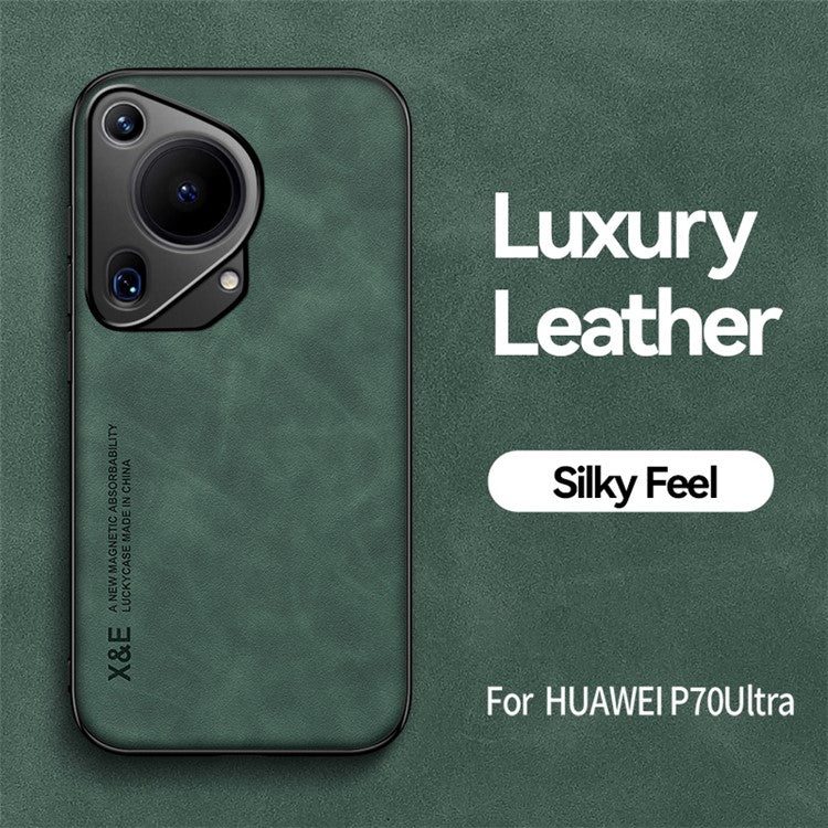 X&E For Huawei Pura 70 Ultra Case Leather+PC+TPU Phone Cover Used with Car Magnetic Mount - Green