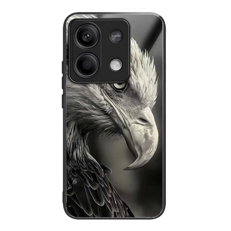 Wholesale Phone Case for Xiaomi Redmi Note 13 5G TPU+Tempered Glass Phone Cover Pattern Printing - Eagle