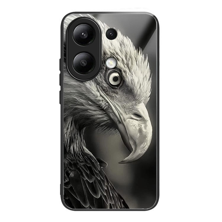 Wholesale Phone Case for Xiaomi Redmi Note 13 4G TPU+Tempered Glass Phone Cover Pattern Printing - Eagle