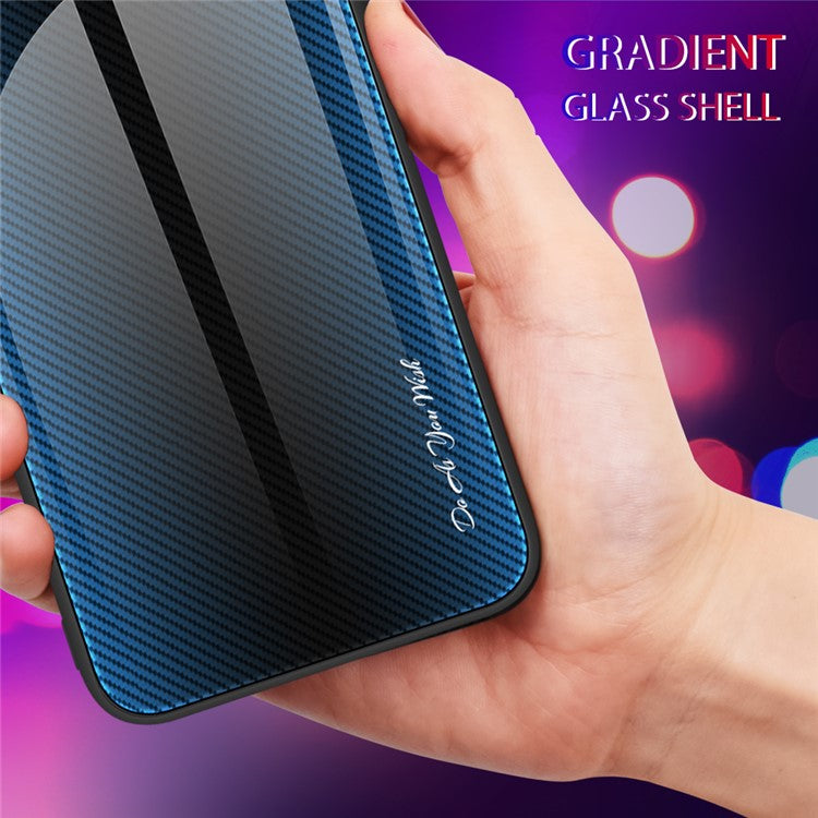 For Huawei Pura 70 Ultra Case Tempered Glass+TPU  Phone Cover Carbon Fiber Texture - Black