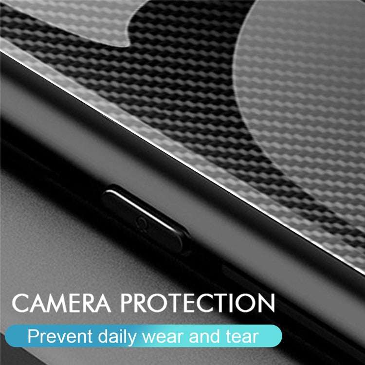 For Huawei Pura 70 Ultra Case Tempered Glass+TPU  Phone Cover Carbon Fiber Texture - Black