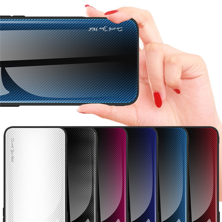 For Huawei Pura 70 Ultra Case Tempered Glass+TPU  Phone Cover Carbon Fiber Texture - Black