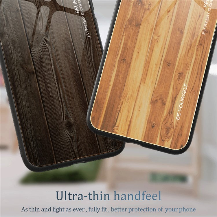 For Huawei Pura 70 Ultra Case Tempered Glass + TPU Wood Texture Phone Cover - Coffee