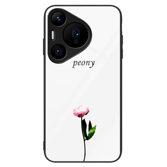 For Huawei Pura 70 Pro / Pura 70 Pro+ Case Pattern Design Tempered Glass Phone Cover - Peony