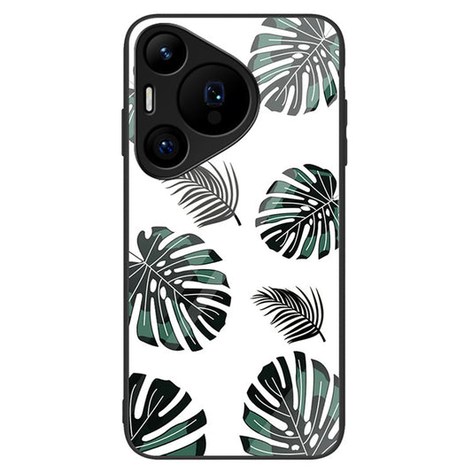 For Huawei Pura 70 Pro / Pura 70 Pro+ Case Pattern Design Tempered Glass Phone Cover - Leaves