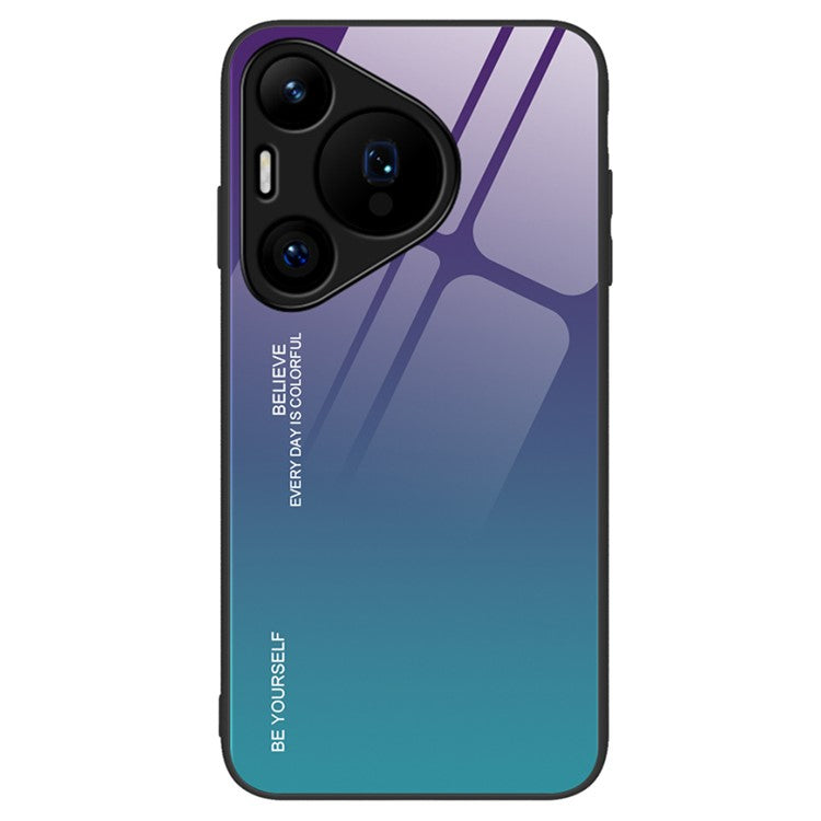 For Huawei Pura 70 Case Anti-Drop Tempered Glass+PC+TPU Phone Cover - Purple / Blue
