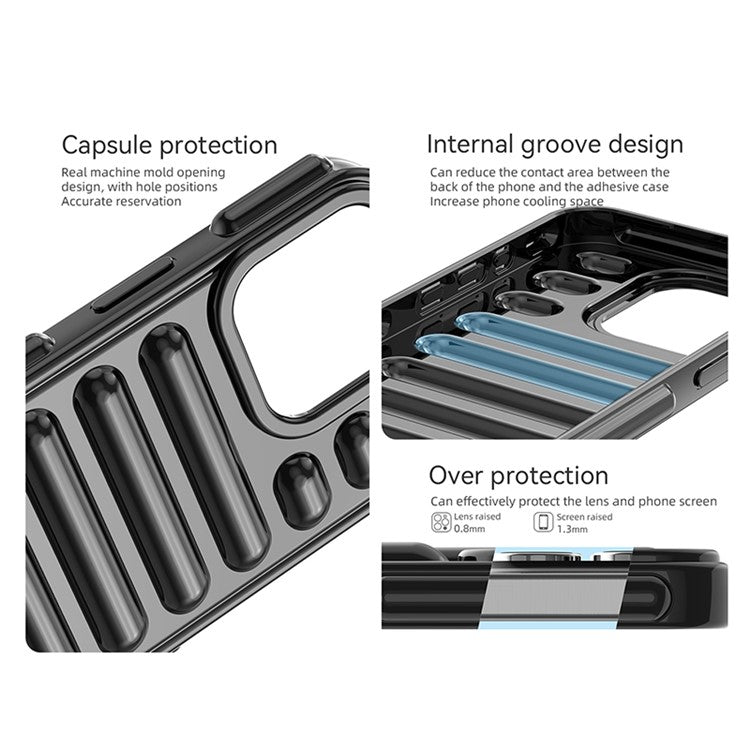 Capsule Series for iPhone 14 Pro Case Anti-drop Ribbed TPU Cover Mobile Phone Accessories Wholesale - Blue