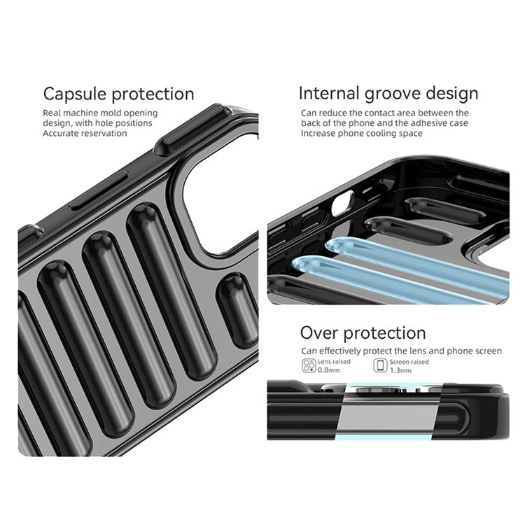 Capsule Series for iPhone 14 Case Internal Groove Design TPU Phone Cover - Transparent Grey