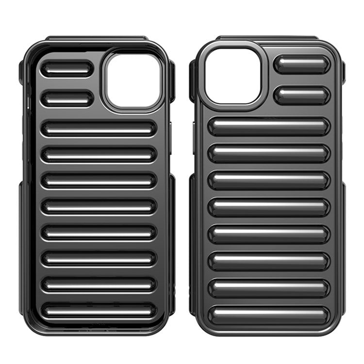 Capsule Series for iPhone 14 Case Internal Groove Design TPU Phone Cover - Transparent Grey