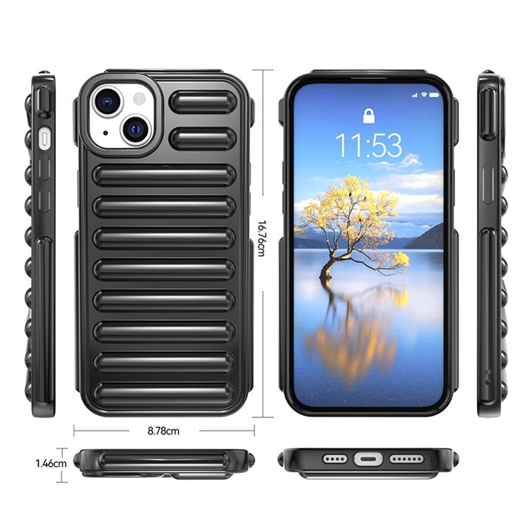 Capsule Series for iPhone 14 Case Internal Groove Design TPU Phone Cover - Transparent Grey